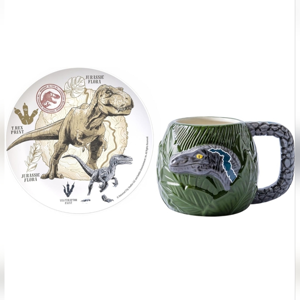 NIB: Jurassic World Ceramic 3D Sculpted Mug and Plate 🦖